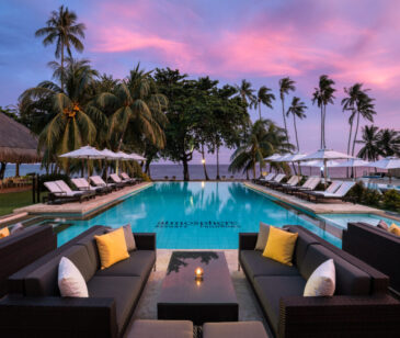 Barside pool and lounging area